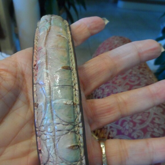 Brahmin “Katie” Pastel Multi-Color Melbourne Croc-Embossed Leather Shoulder Bag - Picture 12 of 16